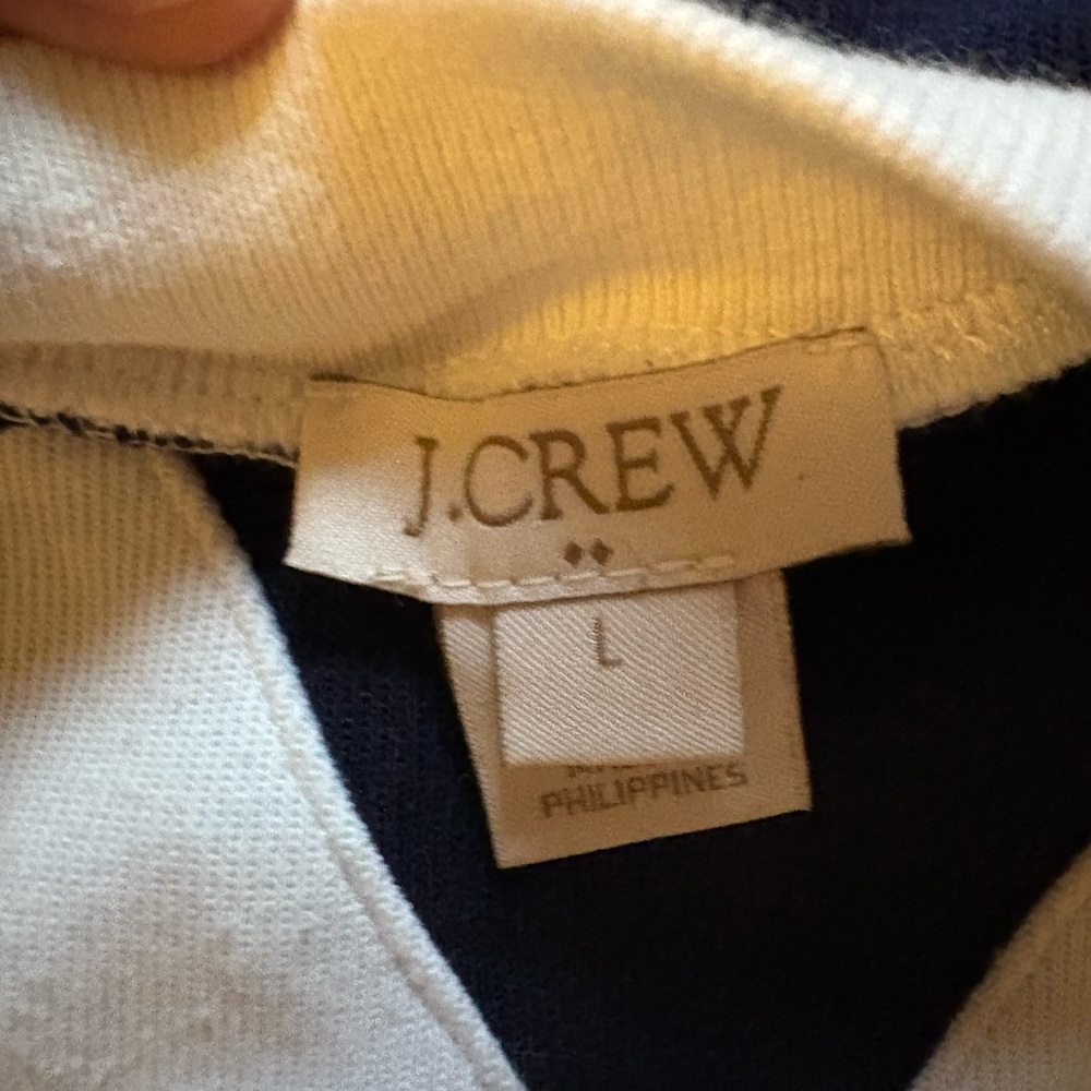 J. Crew Navy and Cream V-Neck Sweater - Picture 3 of 5